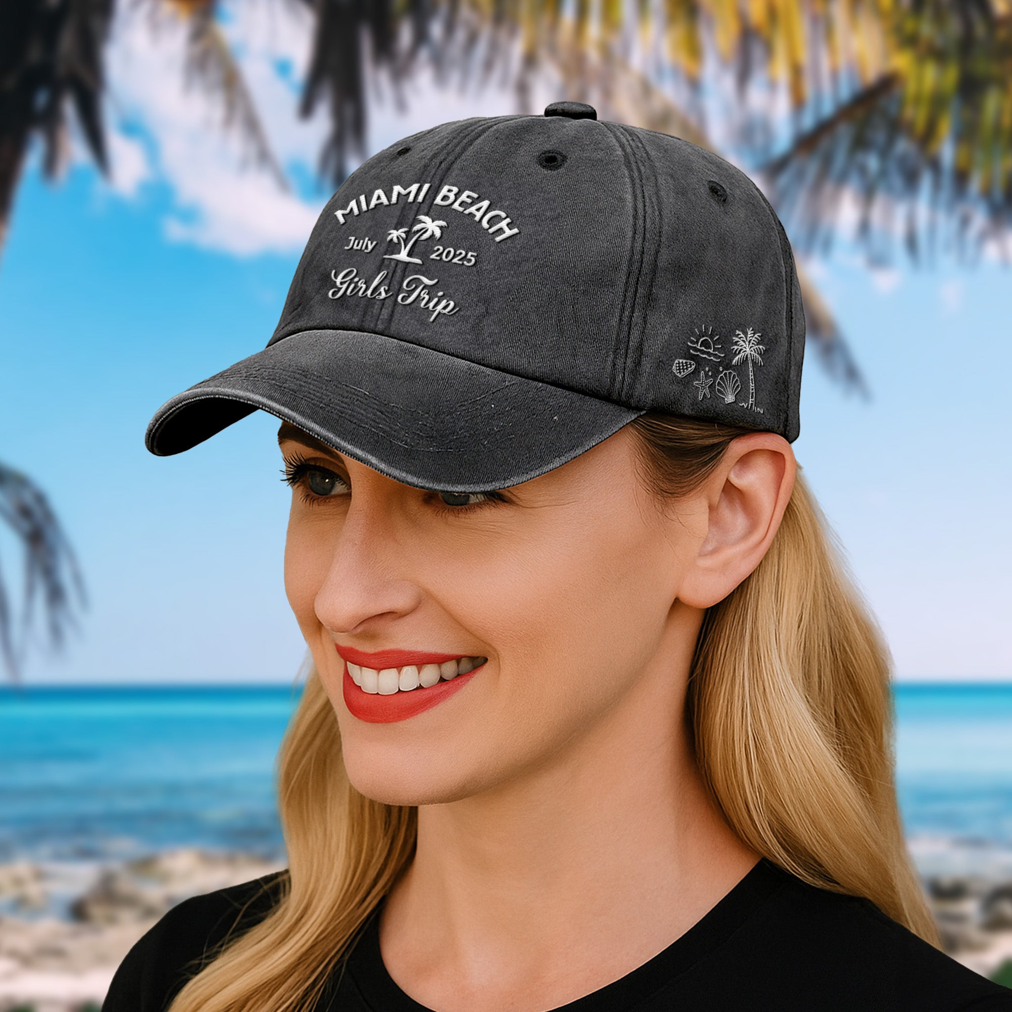 Custom Name Family Trip Girls Trip Vacation - Personalized Embroidered Distressed Hat Embroidered Distressed Hat HeartfulPaws