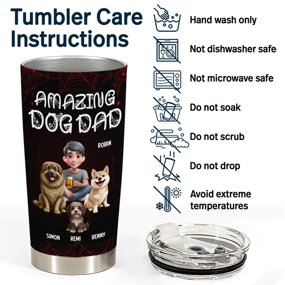 Amazing Dog Dad Dog Mom - Personalized Tumbler Tumbler HeartfulPaws