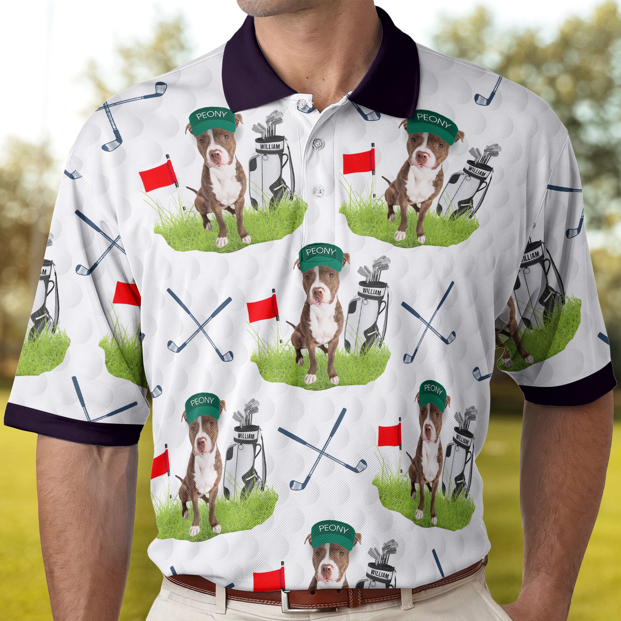 Golf & Dog Lovers - Favorite Caddy Dog Dad Gifts - Personalized Photo Polo Shirt Polo Shirt HeartfulPaws