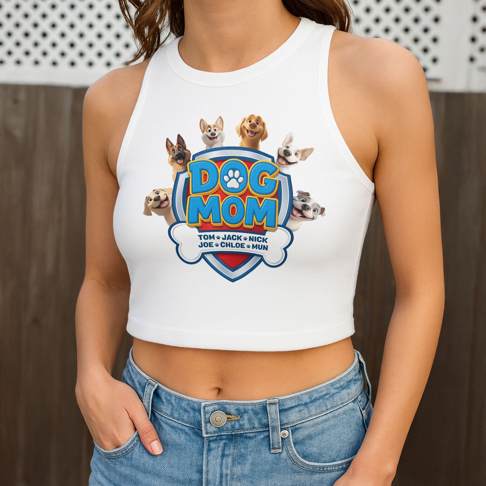 Dog Mom Custom Dog Lover Gift - Custom Crop Tank Top Crop Tank Top HeartfulPaws