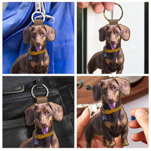 Load image into Gallery viewer, Custom Photo Every Day Is Brighter With My Furry Friend By My Side - Personalized Custom Shaped Leather Keychain Leather Keychain HeartfulPaws
