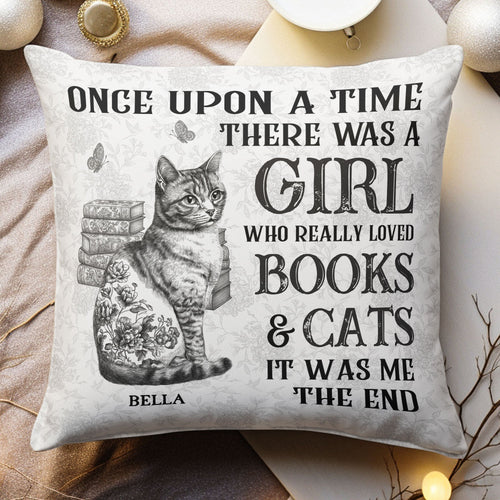 Books & Cats - Cat Toile De Jouy Style - Personalized Pillow (Insert Included) Pillow HeartfulPaws