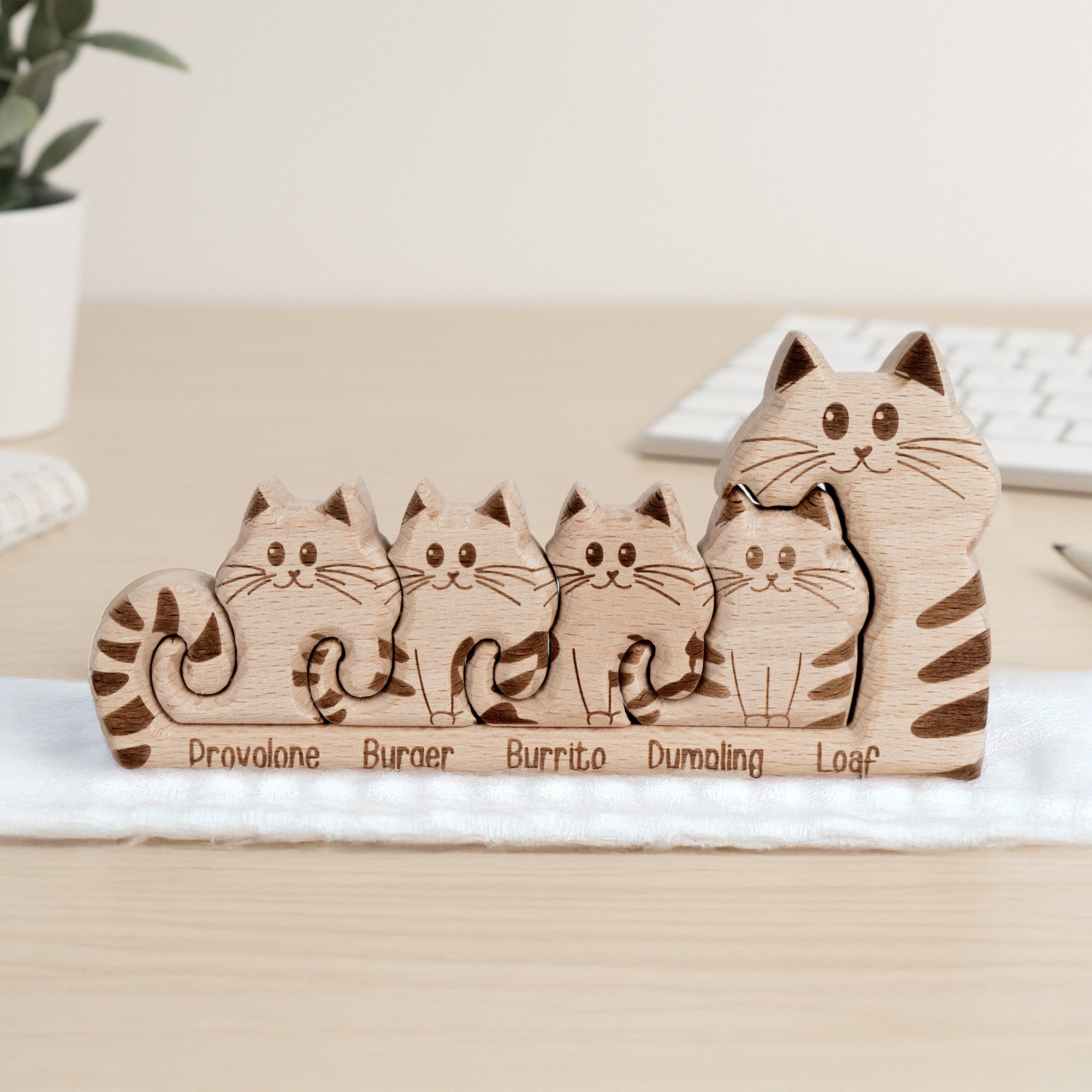 Cat Mom - Personalized Wooden Cat Family Puzzle Wooden Family Puzzle HeartfulPaws