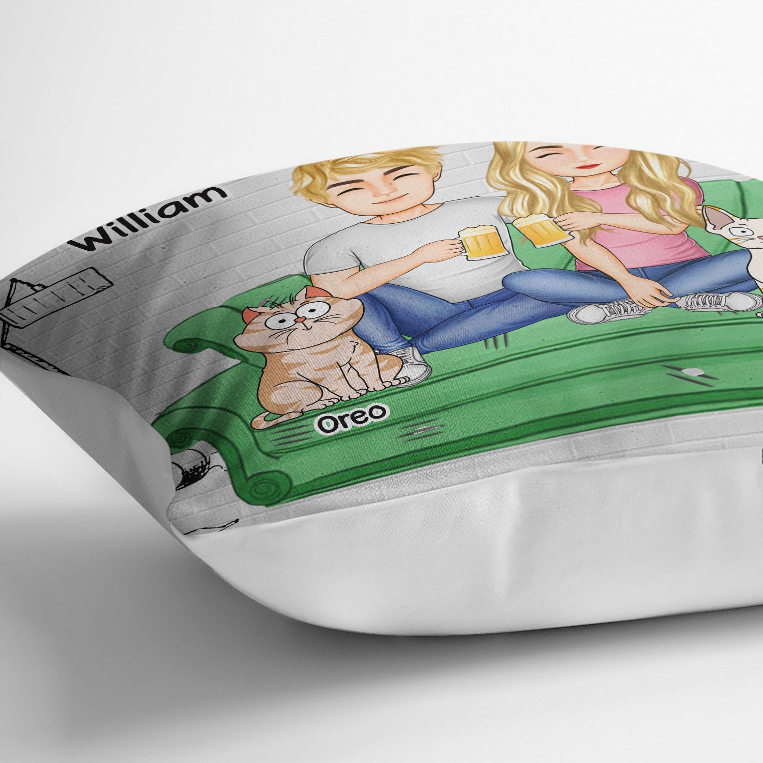 You And Me And The Cats - Gift For Cat Lovers - Personalized Pillow Pillow HeartfulPaws