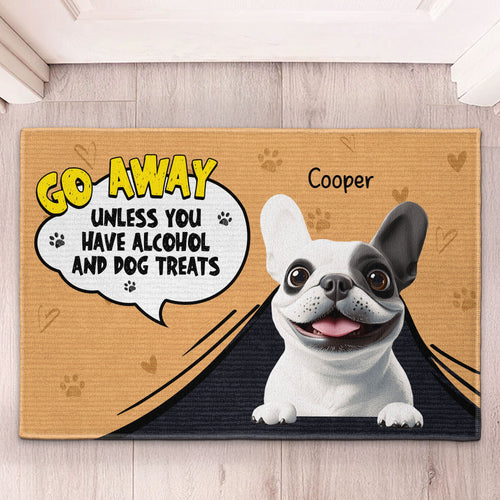 Alcohol And Dog Treats - Personalized Doormat Doormat HeartfulPaws