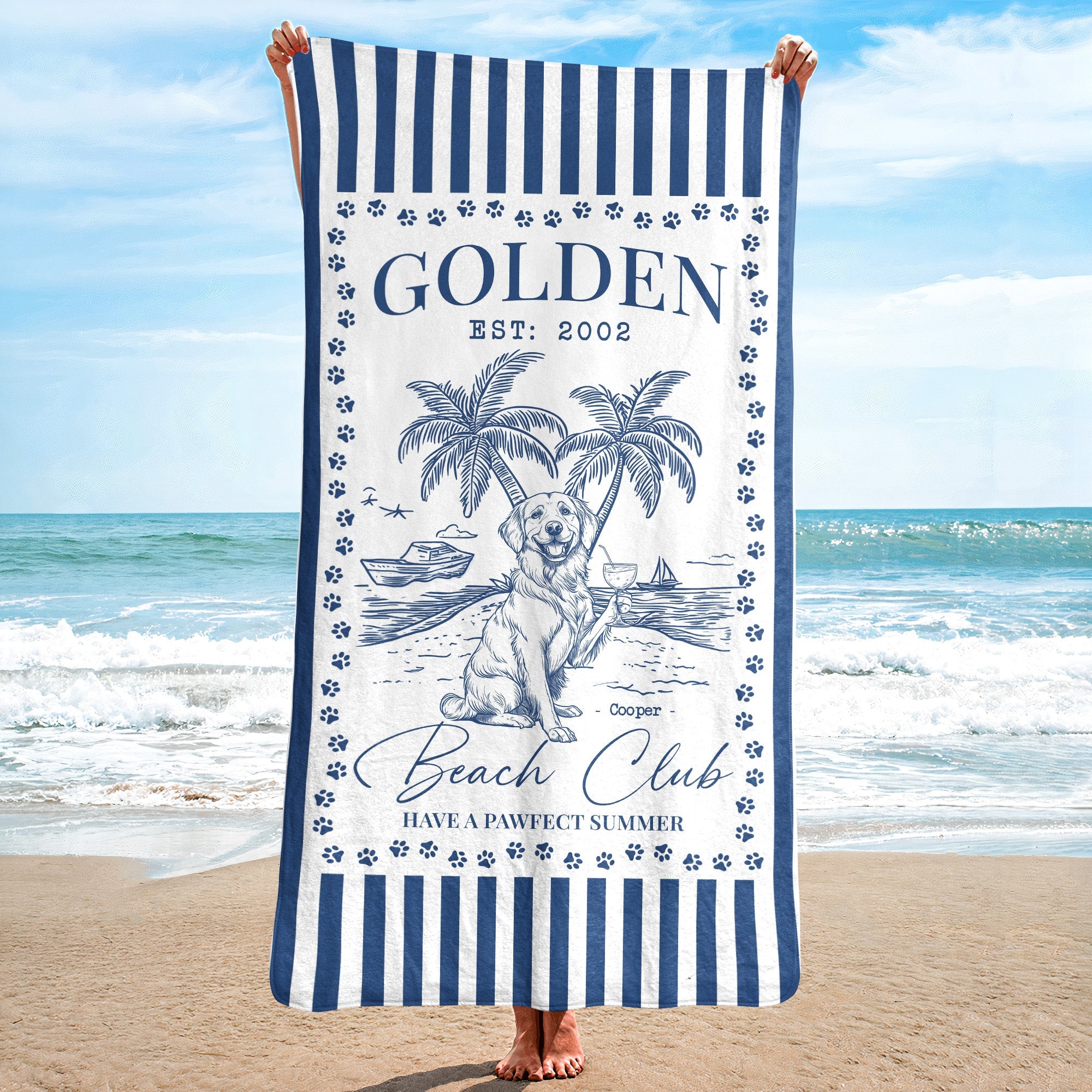 Dog Beach Club - Personalized Quick-Dry Beach Towel Quick-Dry Beach Towel HeartfulPaws