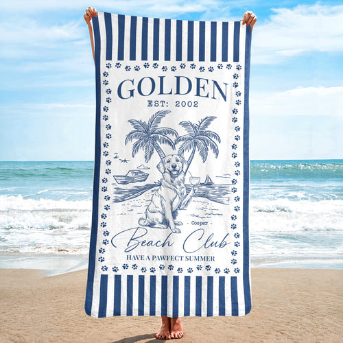 Dog Beach Club - Personalized Quick-Dry Beach Towel Quick-Dry Beach Towel HeartfulPaws