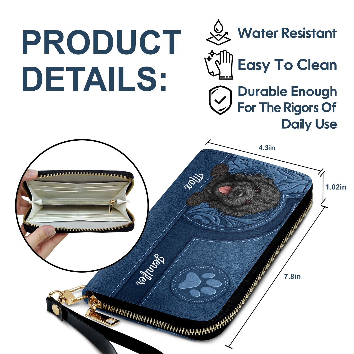 Cute Dogs And Cats Aesthetic Pattern - Birthday, Loving Gift For Pet Lovers, Dog Mom, Cat Mom - Personalized Leather Long Wallet Leather Long Wallet HeartfulPaws