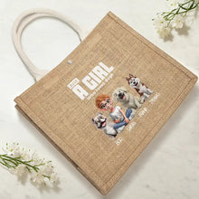 Load image into Gallery viewer, Dog Mom A Girl And Her Dog - Personalized Jute Beach Bag Jute Beach Bag HeartfulPaws
