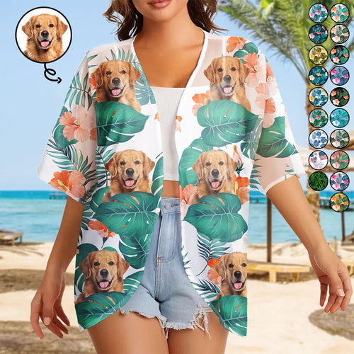 Custom Photo Funny Family Dog Cat - Personalized Women Kimono Cardigan Women Kimono Cardigan HeartfulPaws