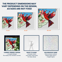 Load image into Gallery viewer, Birds And Flowers - Personalized Window Corner Suncatcher Window Corner Suncatcher HeartfulPaws
