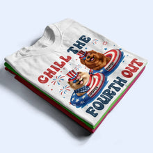 Load image into Gallery viewer, Stars &amp; Stripes Chill The Fourth Out 3D Effect Dog - Personalized T Shirt T-shirt HeartfulPaws
