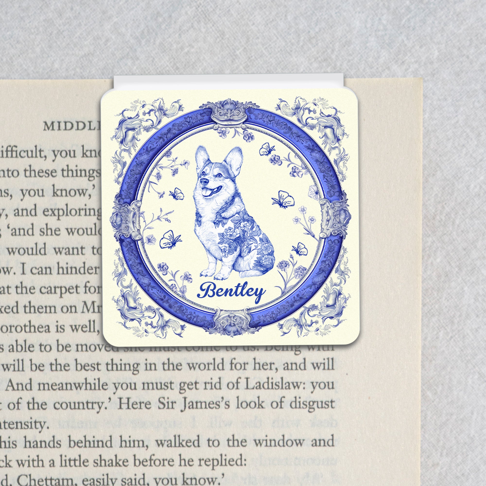 Toile De Jouy Pet Lovers Vintage Style - Personalized Magnetic Bookmark Magnetic Bookmark HeartfulPaws