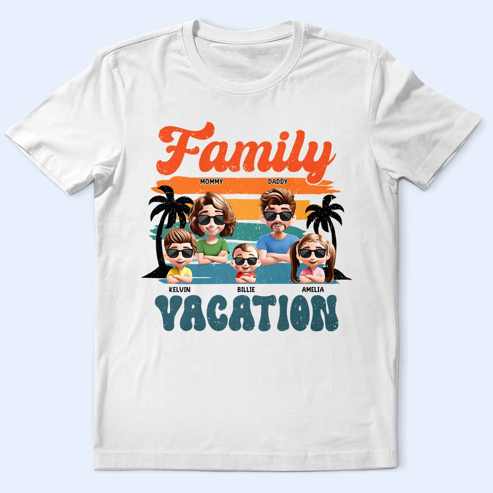 Family Vacation 3D Effect - Personalized T Shirt T-shirt HeartfulPaws