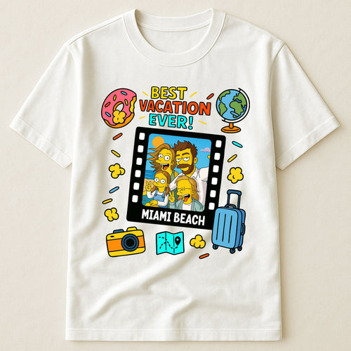 Best Vacation Ever Simpsonized Portrait - Personalized Photo Shirt Shirt HeartfulPaws