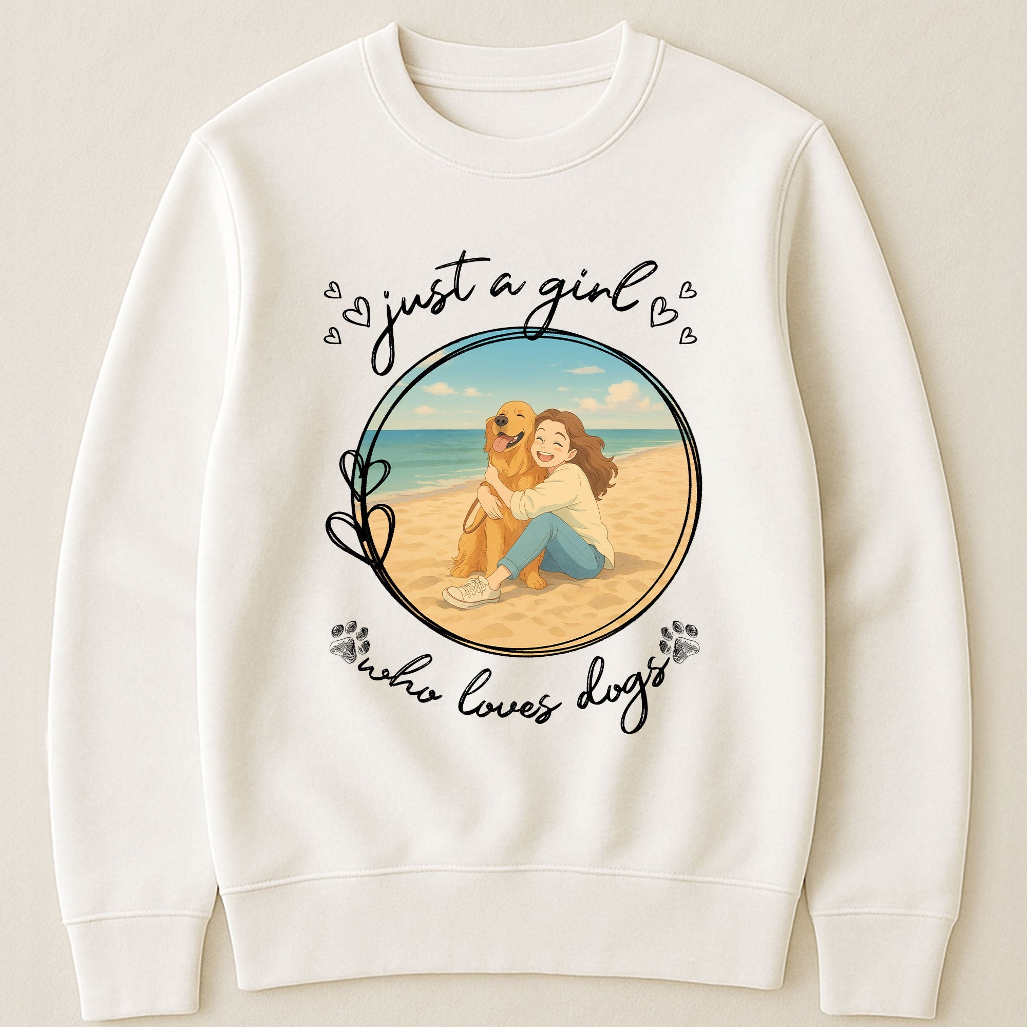 Just A Girl Who Loves Dogs Cartoon Version - Personalized Photo Shirt Shirt HeartfulPaws