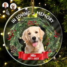 Load image into Gallery viewer, Custom Photo In Loving Memory - Christmas, Memorial Gift For Family, Pet Lovers - Personalized Circle Acrylic Ornament Acrylic Ornament HeartfulPaws
