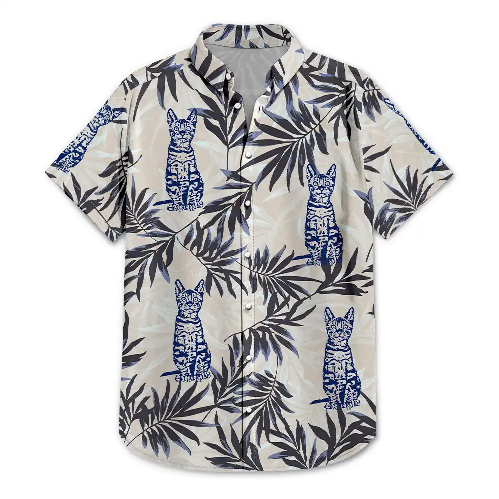 Custom Photo Pencil Drawing Palm Leaf Vacation Vibe - Personalized Hawaiian Shirt Hawaiian Shirt HeartfulPaws