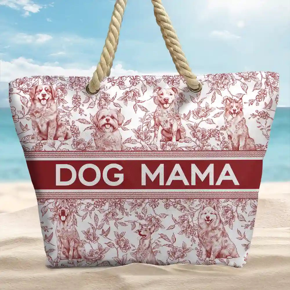 Chinoiserie Toile Dog Cat - Personalized Beach Bag Beach Bag HeartfulPaws