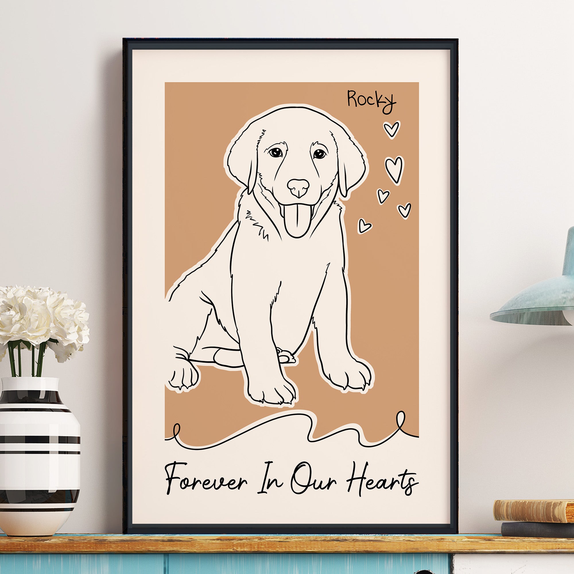 Forever In My Heart Dog Loss Custom Line Portrait - Personalized Photo Poster Poster HeartfulPaws