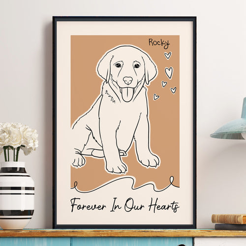 Forever In My Heart Dog Loss Custom Line Portrait - Personalized Photo Poster Poster HeartfulPaws