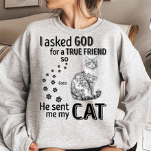Load image into Gallery viewer, I Asked God For A True Friend Cat Toile De Jouy Style - Personalized Shirt Shirt HeartfulPaws
