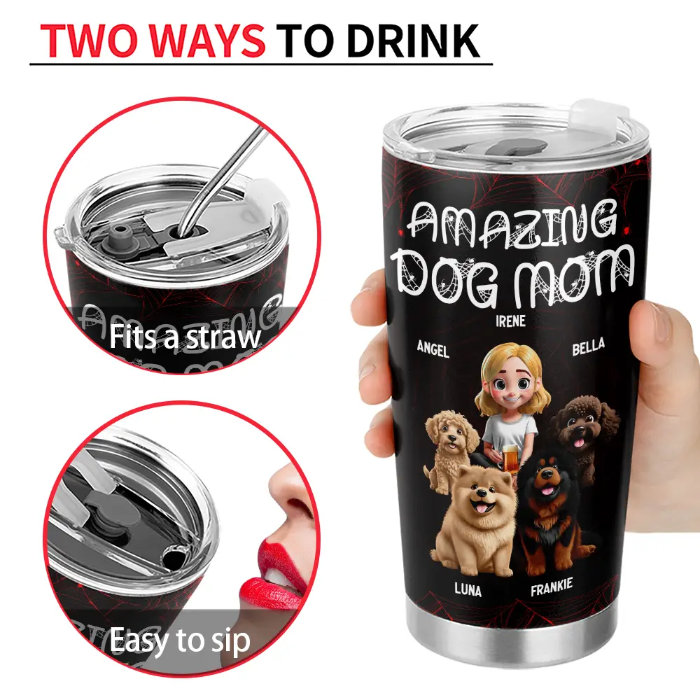 Amazing Dog Dad Dog Mom - Personalized Tumbler Tumbler HeartfulPaws