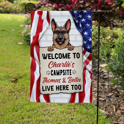 Welcome To The Dog Campsite, Personalized Garden Flags, Decoration For Dog Lovers Garden Flag HeartfulPaws