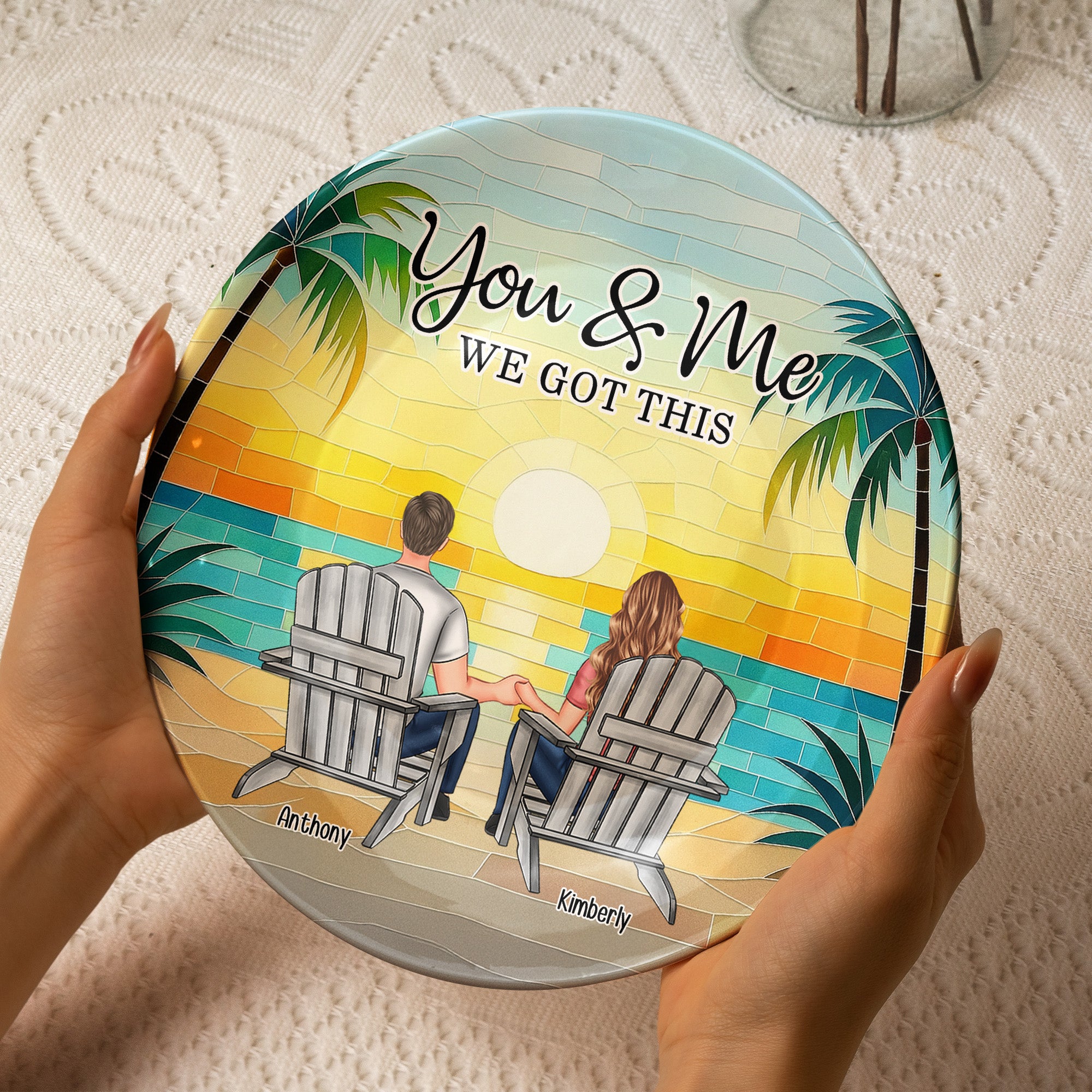 Mosaic Style You & Me We Got This New Version - Personalized Ceramic Plate Ceramic Plate HeartfulPaws