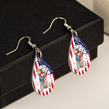Load image into Gallery viewer, American Flag Dog Lovers - Personalized Acrylic Earrings Acrylic Earrings HeartfulPaws
