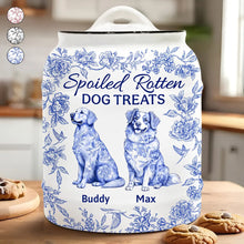 Load image into Gallery viewer, Spoiled Rotten Dog Treats Chinoiserie Toile Dog - Personalized Cookie Jar Cookie Jar HeartfulPaws
