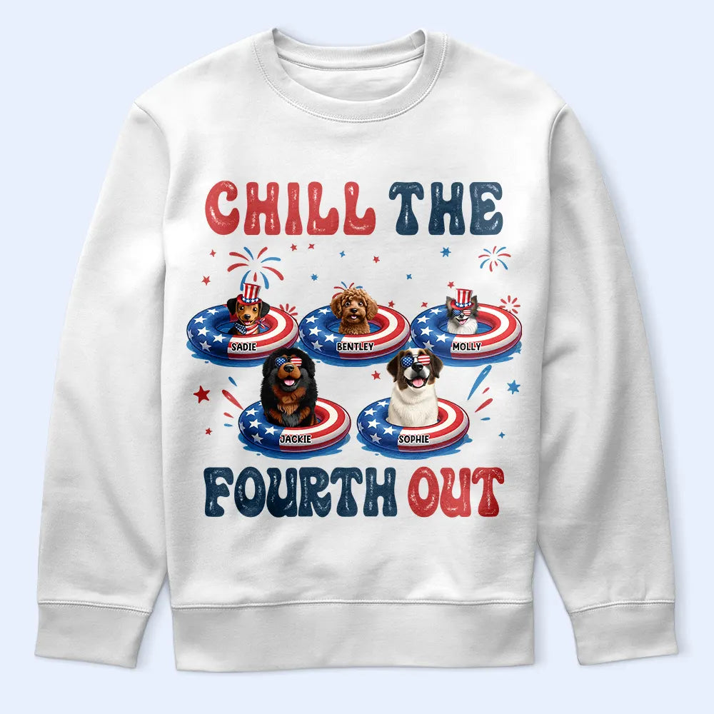 Stars & Stripes Chill The Fourth Out 3D Effect Dog - Personalized T Shirt T-shirt HeartfulPaws