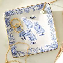 Load image into Gallery viewer, Chinoiserie Toile Cat - Personalized Ring Dish Ring Dish HeartfulPaws
