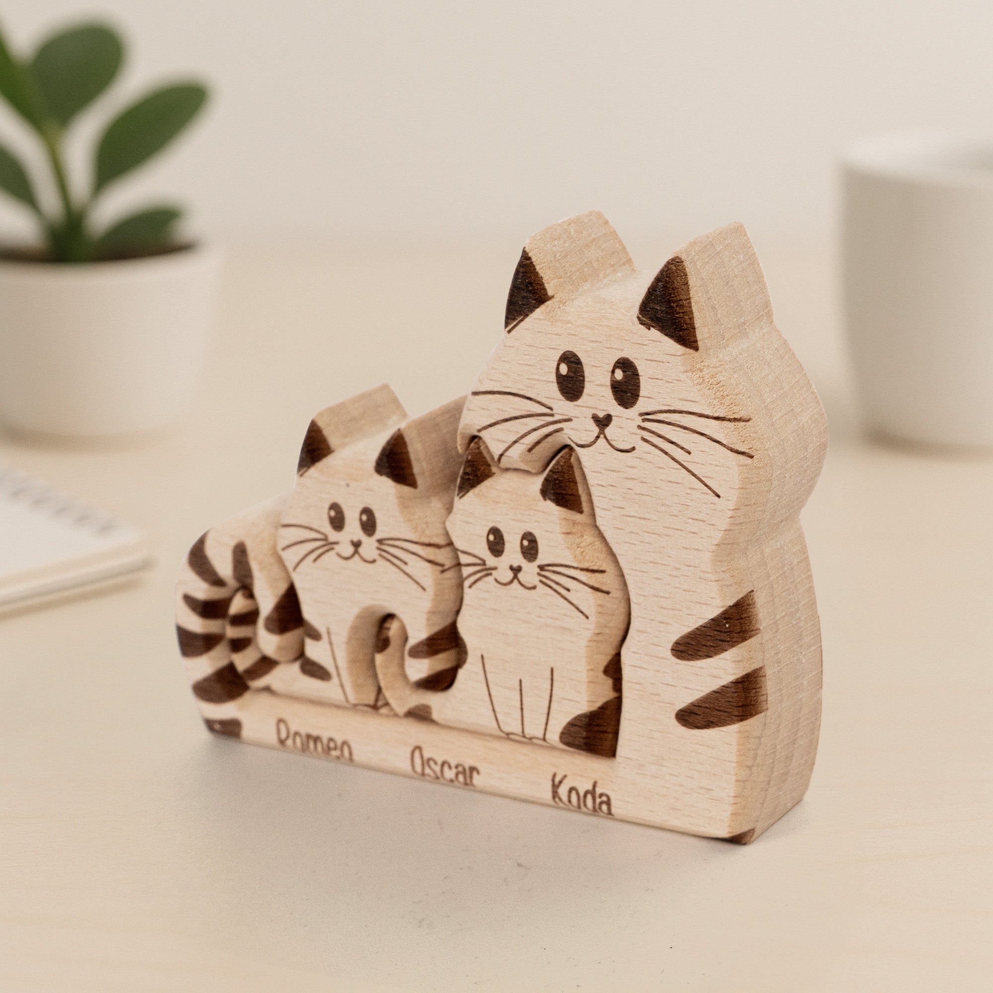 Cat Mom - Personalized Wooden Cat Family Puzzle Wooden Family Puzzle HeartfulPaws