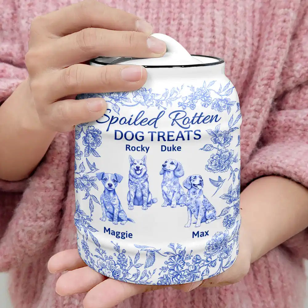 Spoiled Rotten Dog Treats Chinoiserie Toile Dog - Personalized Cookie Jar Cookie Jar HeartfulPaws