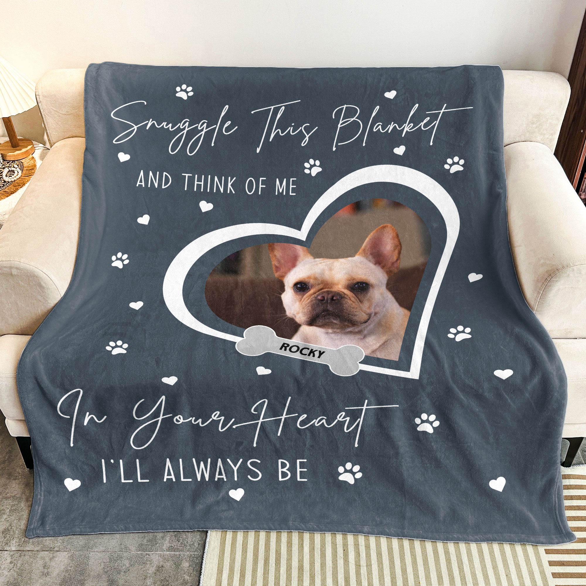 Loss Of Dog Snuggle This Blanket And Think Of Me - Personalized Photo Blanket Blankets HeartfulPaws