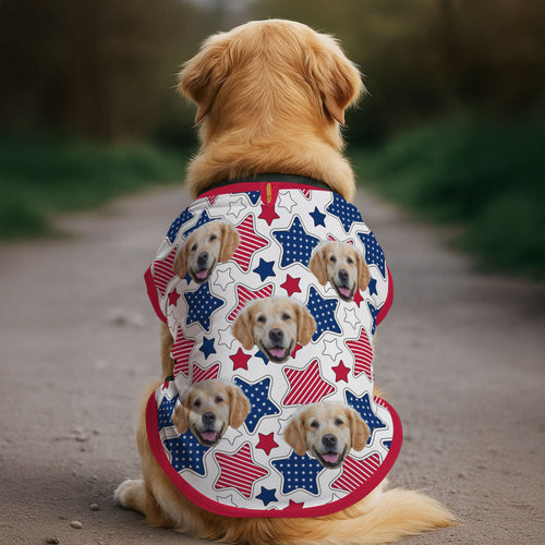 Funny Face Patriotic Star - Personalized Photo Dog Shirt Pet Shirt_2025 HeartfulPaws