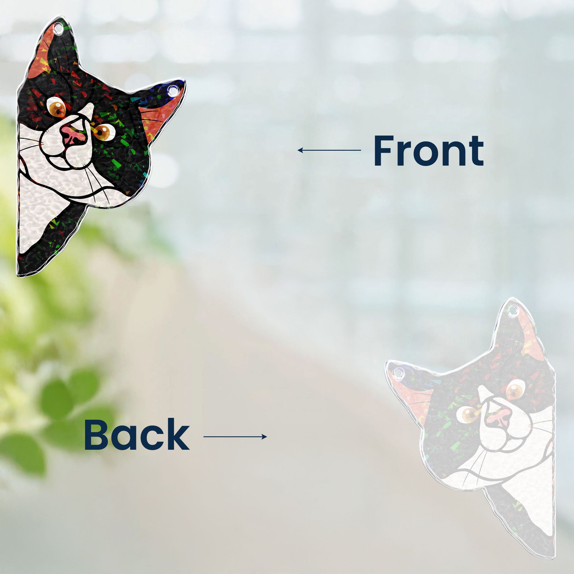 Peeking Cat - Personalized Window Corner Suncatcher Window Corner Suncatcher HeartfulPaws