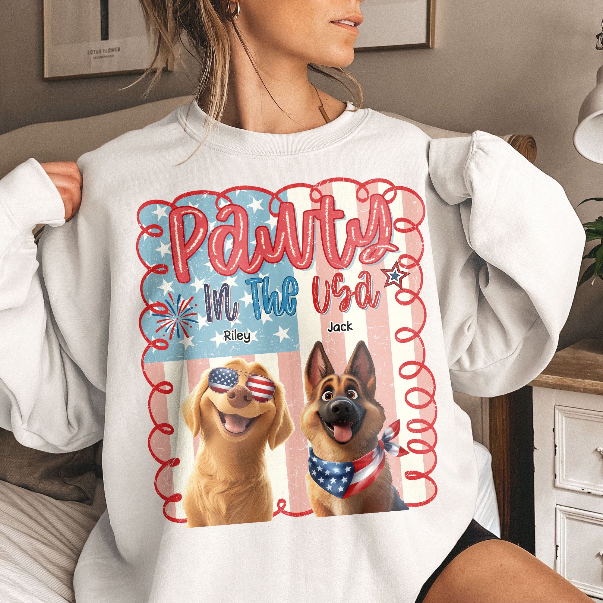 Pawty In The Usa - Personalized Shirt Shirt HeartfulPaws