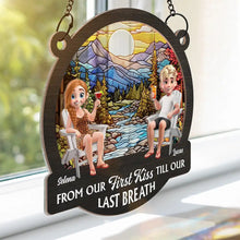 Load image into Gallery viewer, Couple You And Me We Got This Beach Lake Campsite View - Personalized Window Hanging Suncatcher Ornament Window Hanging Suncatcher HeartfulPaws
