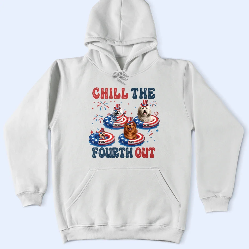 Stars & Stripes Chill The Fourth Out 3D Effect Dog - Personalized T Shirt T-shirt HeartfulPaws