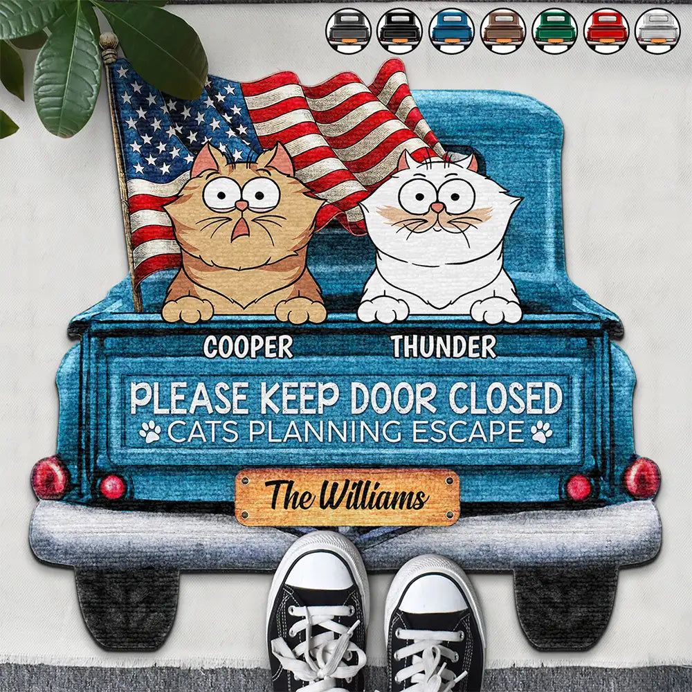 Cats Planning Escape Truck - Personalized Custom Shaped Doormat Doormat HeartfulPaws