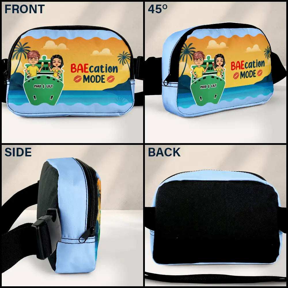 Baecation Mode Couples - Personalized Crossbody Belt Bag Crossbody Belt Bag HeartfulPaws