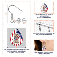 Load image into Gallery viewer, American Flag Dog Lovers - Personalized Acrylic Earrings Acrylic Earrings HeartfulPaws
