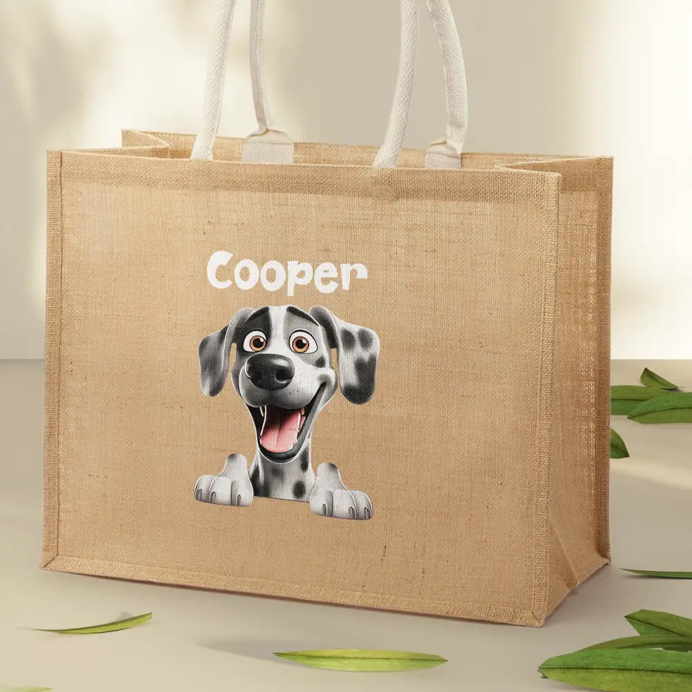 Dog Mom Cat Mom - Personalized Jute Beach Bag Jute Beach Bag HeartfulPaws
