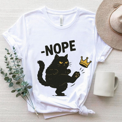 No Kings in America Black Cat Shirt, No Kings Shirt, Funny Political Meme T-Shirt Apparel HeartfulPaws