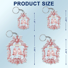 Load image into Gallery viewer, Toile De Jouy Cat Mom - Personalized Acrylic Keychain Acrylic Keychain HeartfulPaws

