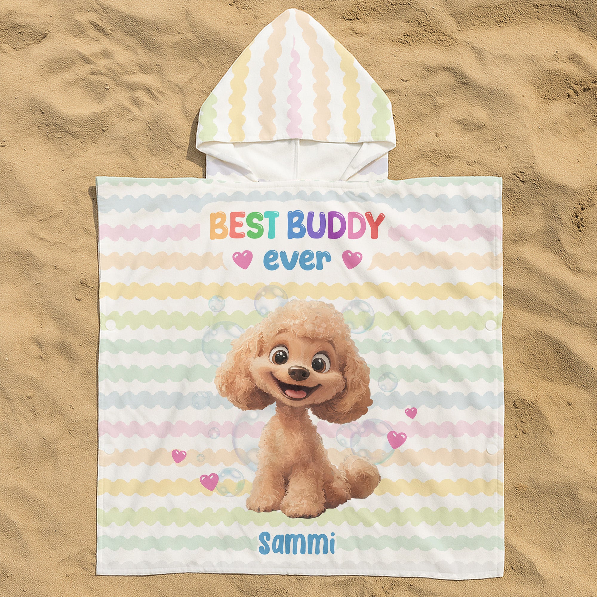 Best Buddy Ever - Personalized Kids Hooded Towel Kids Hooded Towel HeartfulPaws
