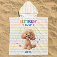 Load image into Gallery viewer, Best Buddy Ever - Personalized Kids Hooded Towel Kids Hooded Towel HeartfulPaws
