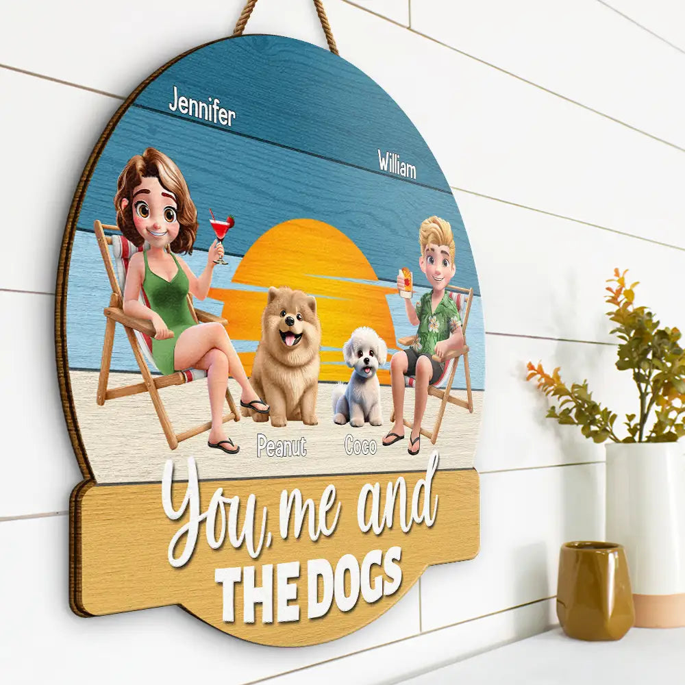You, Me And The Dog - Personalized Custom Shaped Wood Sign Wood Shaped Sign HeartfulPaws